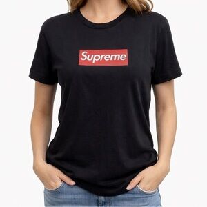 Supreme Sz M Box Logo Graphic Print T-Shirt Black Red